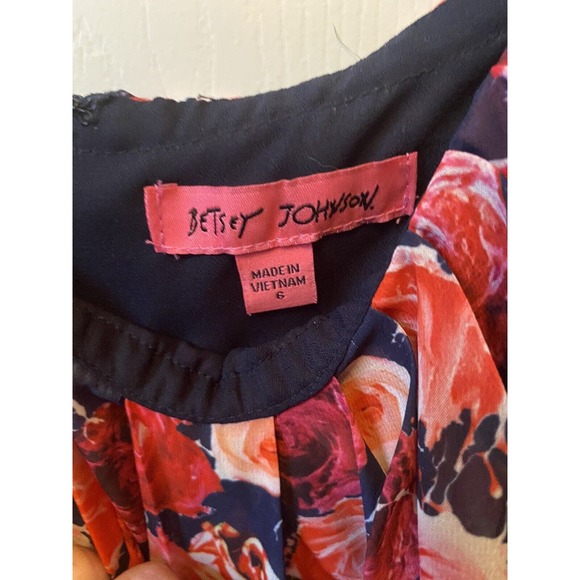 Betsy Johnson Blue Pink Floral Long Sleeveless Dress Size 6 NWOT - Picture 3 of 3